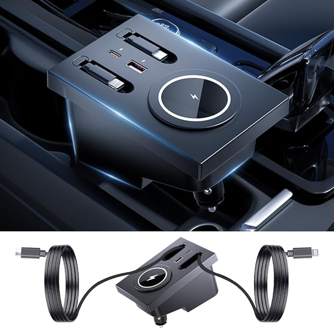 Car USB Hub Docking Station for Volvo XC60 XC90 S90 V90 S60 V60 Type-C Fast Charger Auto Interior Centre Console Accessories Cigarette Lighter Decoration Phone Wireless Charging Adapter