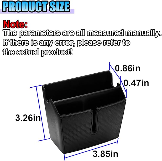 Universal Carbon Fiber Car Storage Box - Multifunctional Cell Phone Holder Auto Dashboard Pocket Organizer with Sticky - Car Interior Accessories for Storing Phone Card Key Pen Coin (Short)