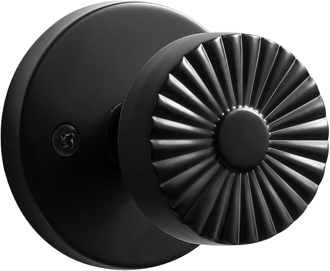 Black Passage Door Knob, Interior Kitchen Pantry Laundry Room Door Handle Hall Closet Black DoorKnob, Stainless Steel Knob, 1 Pack
