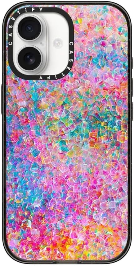 CASETiFY Impact iPhone 17 Case [Slim/Compatible with Magsafe / 8.2 ft. 4X Military Grade Drop Protection] - My Neon Summer - Clear Black