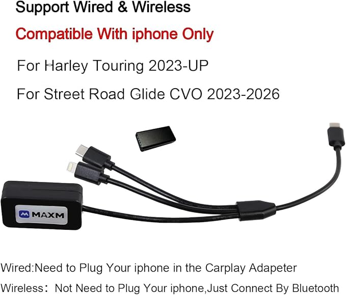 Motorcycle Wireless CarPlay Adapter Compatible With For Harley Touring 117 121 Street Road Glide FLHX FLTR 2024 2025 2026 (2023-2026)