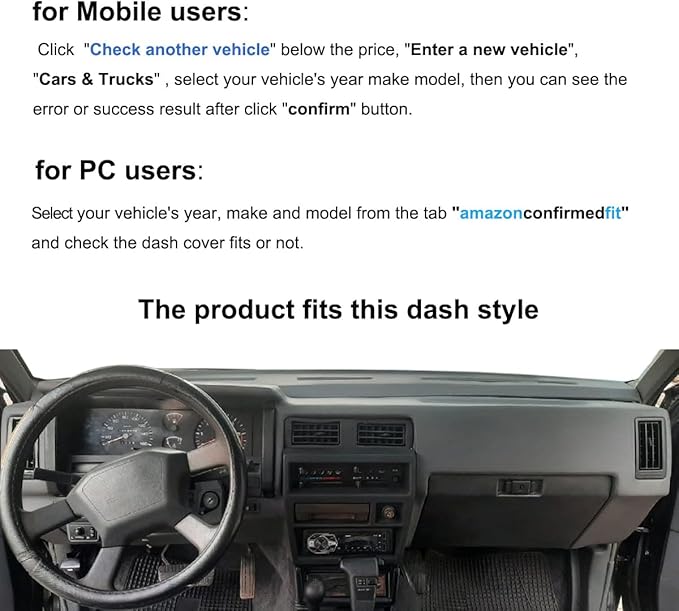 Dash Cover Mat Custom Fit for Nissan Pathfinder D21 Hardbody Pickup Truck 1986-1993, Dashboard Cover Pad Carpet Protector (Black) F77