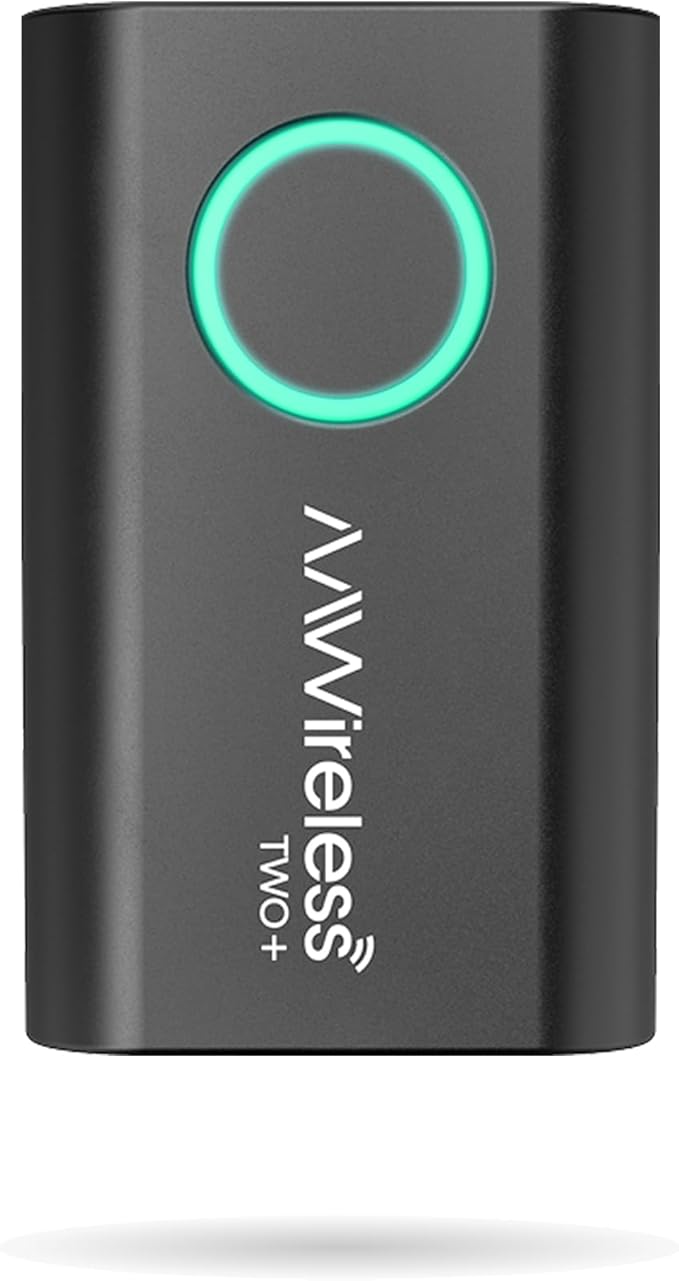 AAWireless TWO+ Compatible with Android Auto & Apple Carplay 2-in-1 Wireless Adapter | Wireless Connection via Bluetooth & WiFi | iPhone X+ & Android 11+ | Multifunctional Button | Made in Europe