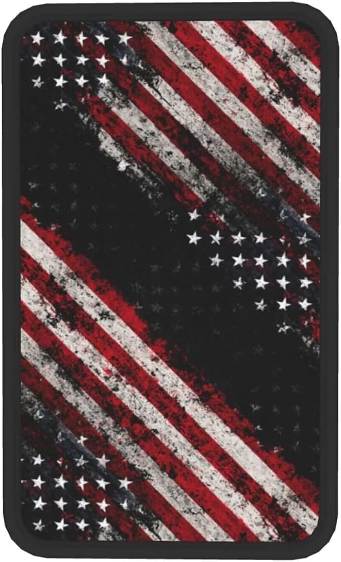 American Flag Print Car Armrest Cover Pad Vintage Star Black Red Arm Rest Seat Box Cushion Protector Scratch Resistant Lid Covers Fit for Most Cars Sedans Vans Truck SUVs