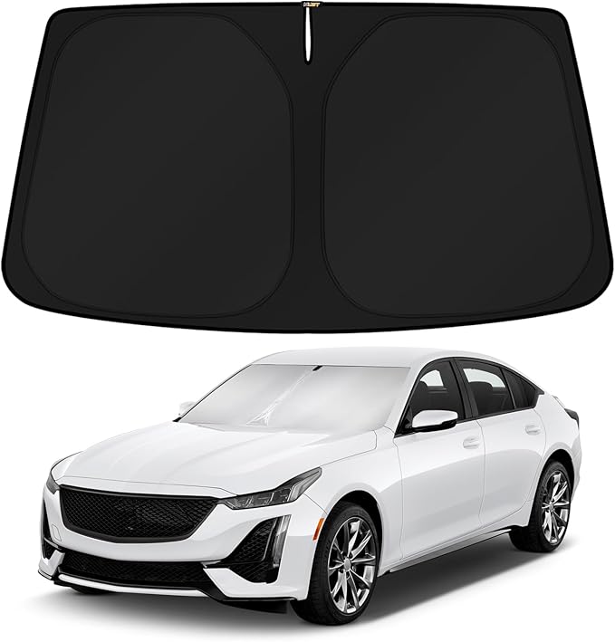 KUST Windshield Sun Shade for Cadillac CT5 2020-2024 2025 2026 Window Accessories Shade Sun Visor Foldable Block UV Rays Keep Car Cooler