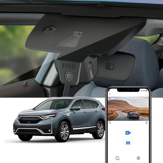 Fitcamx 4K Dash Cam Suitable for Honda CR-V 2017-2022 LX EX Touring EX-L Special Edition (Gen5), OEM Factory Look, UHD 2160P Video, Loop Recording, WiFi & APP, G-Sensor, Easy to Set, 64GB Card