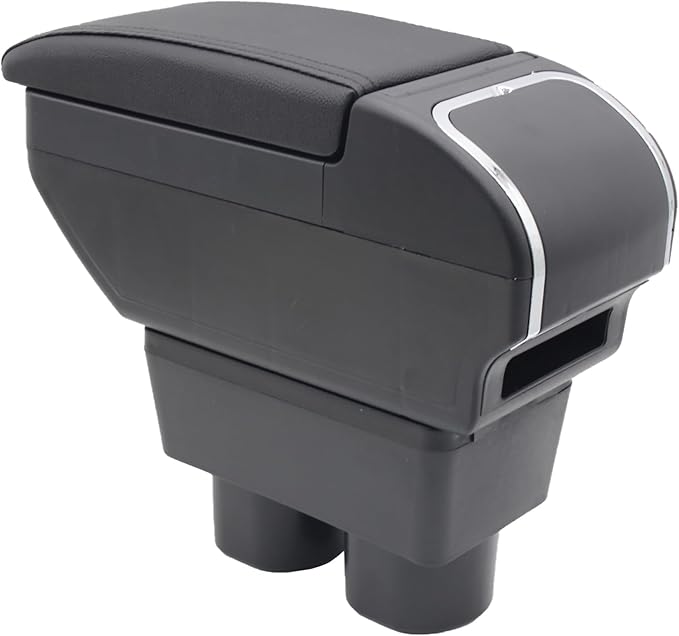 YJYWZH Armrest Box for Nissan Versa 2007-2011 Center Storage Box Hand Interior Centre Consoles with Cup Holder Arm Rest Double-Layer Accessories Black (Black with Black Thread)