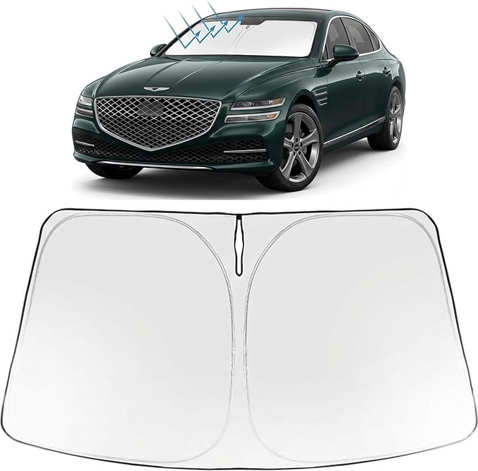 Proadsy Windshield Sun Shade for Genesis G80 2021-2026 Foldable Front Sunshade Protector Sun Visor Blocks UV Rays Keep Car Cooler Accessories