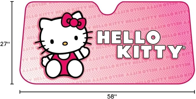 Plasticolor 003681R01 Hello Kitty Sanrio Accordion Style Car Truck SUV Front Windshield Sunshade, 27" X 58"