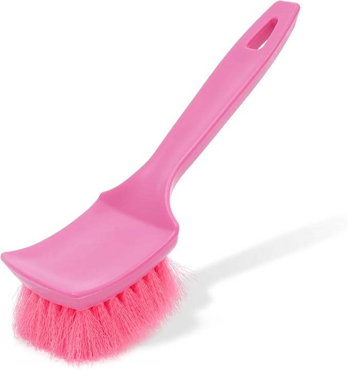 Carpet Brush, Anti-Deformation Medium Soft Nylon Bristles, Scratch-Free High Toughness Pink Scrub Brush for Car Interior Detailing, Upholstery, Leather Seats, Floor Mats, Tires & Home