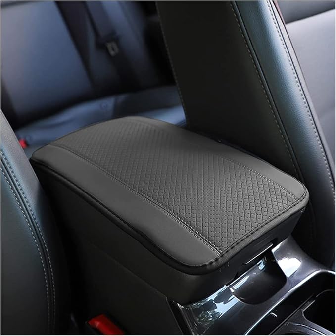 Ziciner Leather Car Center Console Armrest Pad, PU Waterproof Auto Seat Box Cover Protector, Hand Rest Cushion Protection Pad, Vehicles Interior Accessories Universal for Truck,SUV (Gray A)