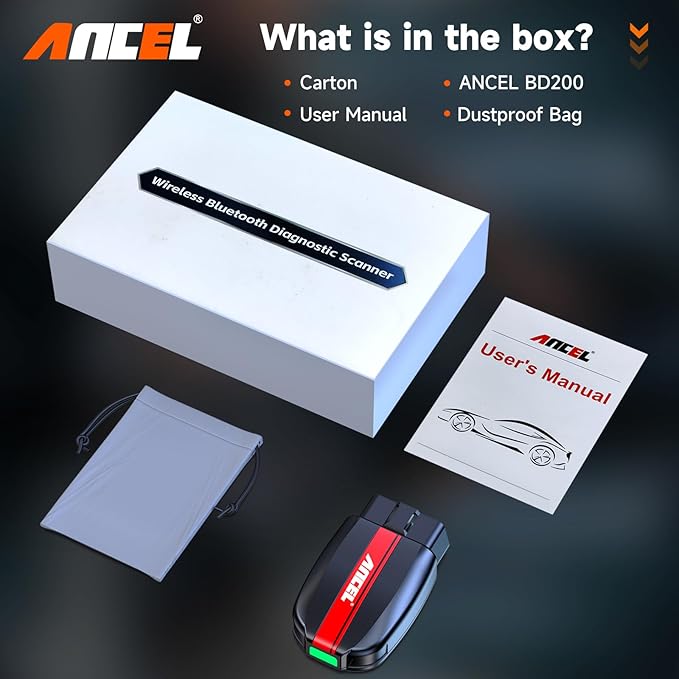 ANCEL BD200 OBD2 Scanner Bluetooth - Code Reader & Check Engine Diagnostic Scan Tools with Car Battery Test, Exclusive App on iOS & Android, Wireless OBDII Adapter Works for 1996 & Newer Vehicles