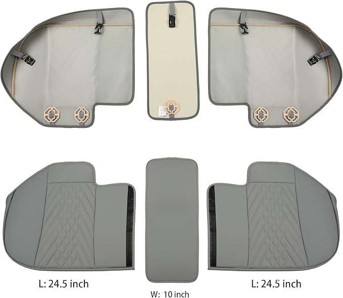 GIANT PANDA Premium PU Leather Rear Car Seat Cover Protector, Luxury Adjustable Anti-Slip Bottom Bench Seat Cover (49~59''),Fits 90% of Vehicles, Back Seat Cover, Grey