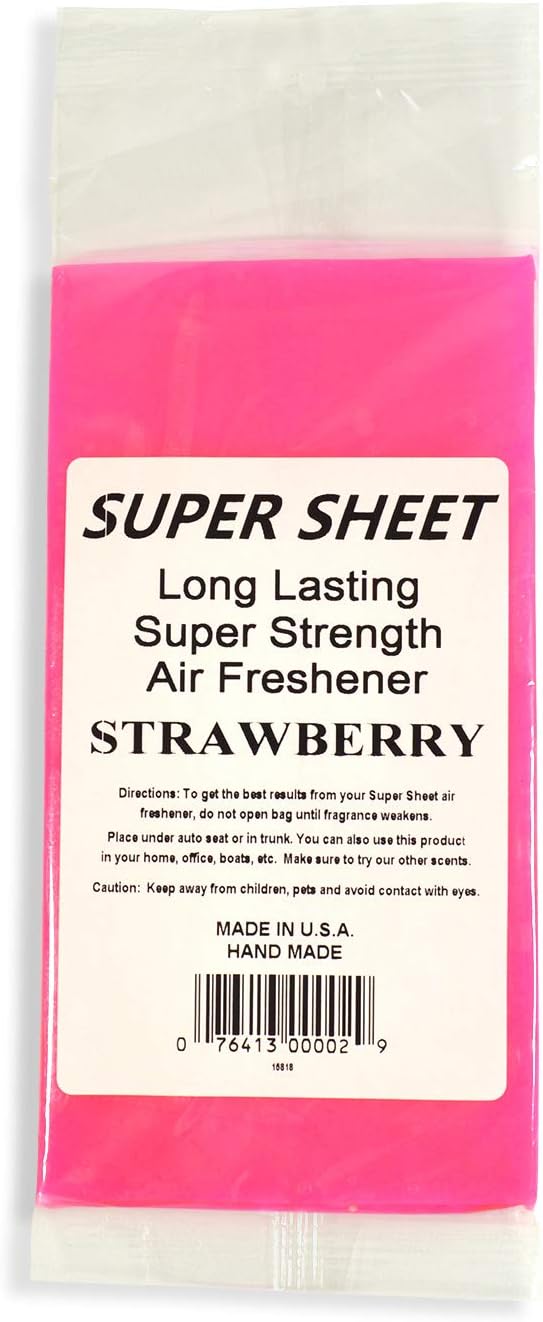 Super Sheet Small (7.5"x3.75") Under Seat Car Air Freshener (Strawberry)
