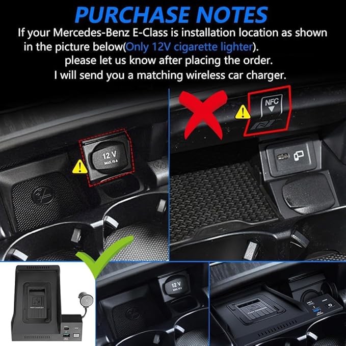 Wireless Car Charger for Mercedes-Benz E-Class 2020-2023, Fast Charging Phone Charger Pad for Mercedes Benz E350 E450 AMG E53 E63 S Coupe Wagon Convertible Accessories