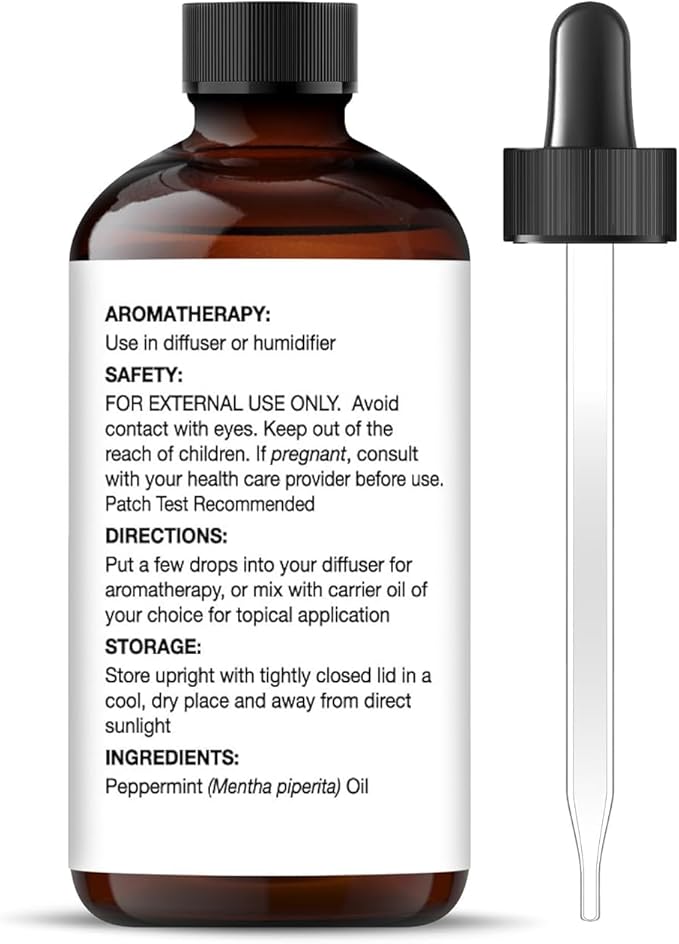 Majestic Pure Essential Oil with Glass Dropper - 100% Pure and Natural - Essential Oils for Diffuser, Aromatherapy, Soap and Candle Making, Peppermint Essential Oil, Peppermint Oil, 2 Fl Oz