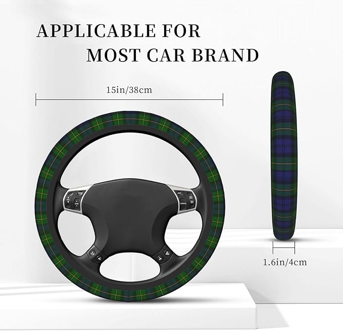 Thickened Elastic Steering Wheel Cover, Gordon Clan Tartan Plaid Ultra, Soft, Breathable, Fit for Cars, SUVs, Trucks, Stylish Comfortable Grip