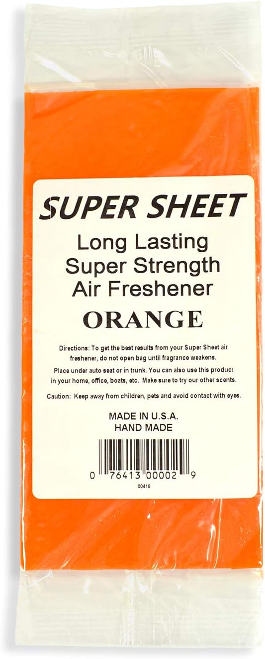 Super Sheet Small (7.5"x3.75") Under Seat Car Air Freshener (Orange)