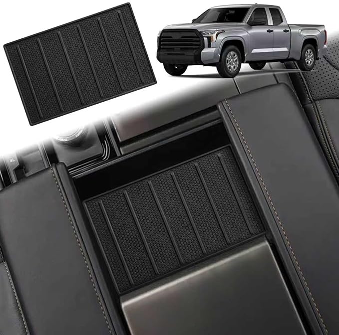 Center Console Tray Liner for Toyota Tundra Accessories 2022-2025 2026 for Sequoia Accessories 2023-2025 2026 Console Organizer Liner Anti-Slip Silicone (1 Piece)