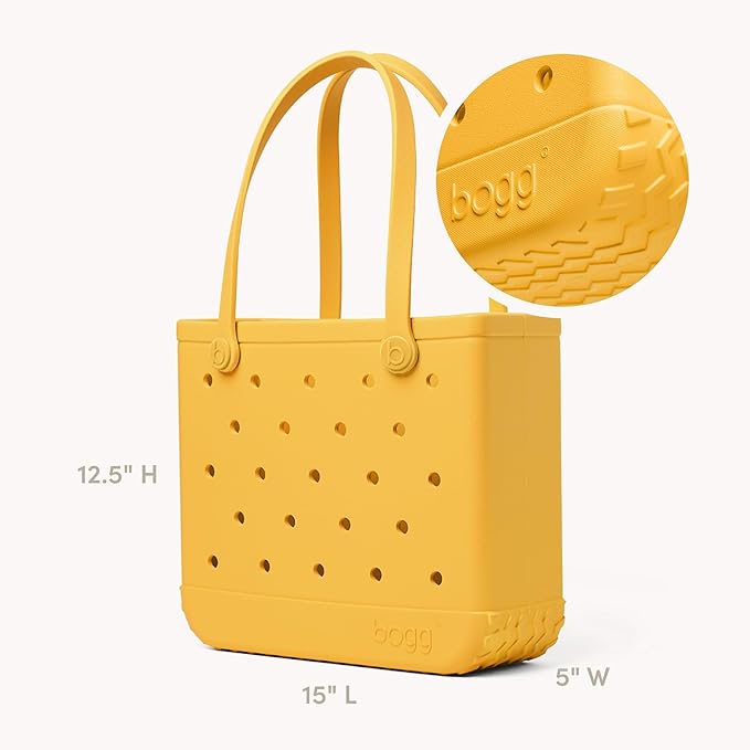 BOGG BAG Medium Tote – 15” x 12.5” x 5” – Durable, Washable, Tip-proof – Beach, Pool, Boat, Work, Sports (Yellow-there)