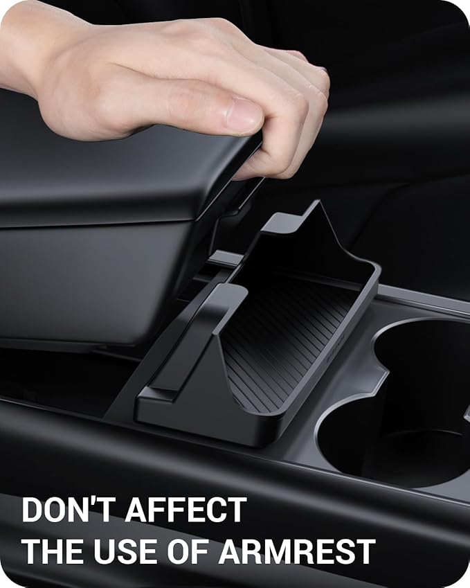 BASENOR Upgraded Tesla Model Y Model 3 Center Console Sunglasses Holder, Armrest Box Eyeglasses Storage Box Key Card Holder for 2021-2024 Model 3/Y Interior Accessories