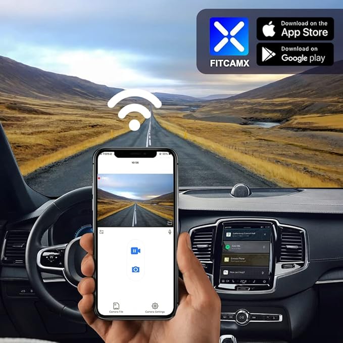 Fitcamx 4K Dash Cam Suitable for for Volvo XC90 2023-2026 Plug-in Hybrid B5 B6 T8 (Model B), OEM Factory Look, UHD 2160P Video, Built-in WiFi & APP, Loop Recording, G-Sensor, Plug & Play, 64GB Card