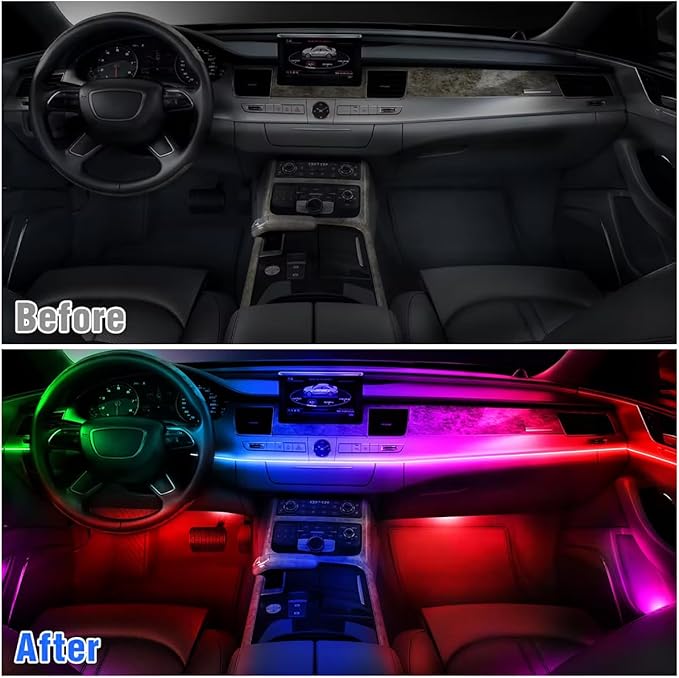 6 in 1 USB Acrylic Interior Car Lights Controller with Button Control, Dreamcolor Car Ambient Lighting Kit Replacement, Inside LED Accessories for Vehicle (Only USB 6 in 1 Controller with Button)
