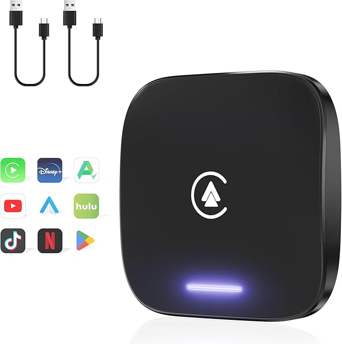 Wireless CarPlay Adapter, Android Auto Magic Box Build in Google Play, YouTube, Netflix, Live Sports and More! 4GB+64GB, 8Core Multimedia CarPlay Box with SIM, TF Card for OEM 2016 Wired CarPlay Cars