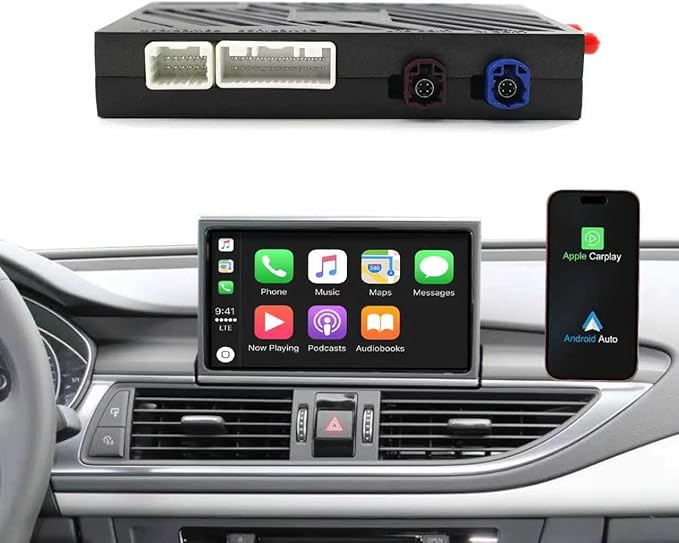 Wireless CarPlay Android Auto Retrofit Kit Decoder Box for Audi A6L 2016-2018, A7 (2018) Interface Box Fit Car Radio Upgrade GPS Navigation Support Mirror Link,Backup Camera, Siri