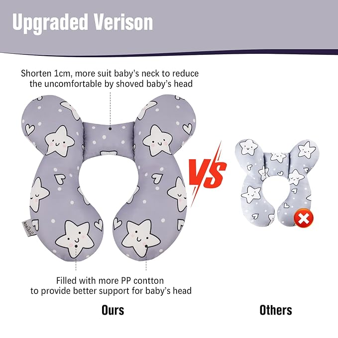 KAKIBLIN Baby Neck Pillow,Upgraded Baby Support Pillow, Head Pillow,Travel Pillow for Car Seat, Stroller, Pushchair,Travel (Star)