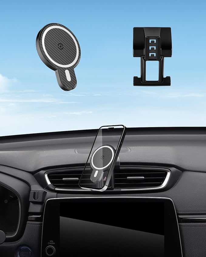 PZK Car Phone Mount for Honda CRV CR-V 2017 2018 2019-2020 2021 2022 Accessories 5th Gen CRV Custom Air Vent Phone Holder Magnetic 15W Fast Wireless Charger 360° Rotation Automobile Cradles