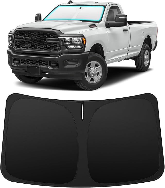 INSAUTO Custom Fit Windshield Sun Shade Accessories for Dodge RAM 2500 3500 2010-2026, Foldable Front Window Sunshade, UV & Heat Reflector, Keeps Interior Cool, Includes Storage Bag