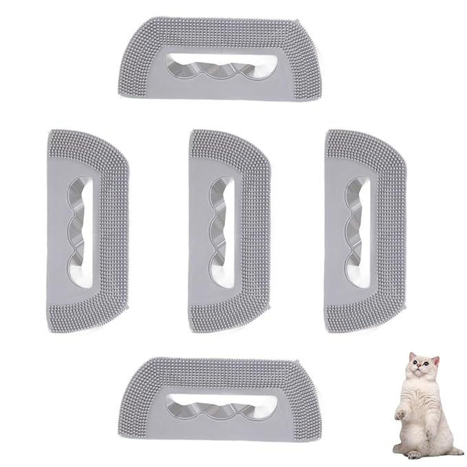 5 Pack Pet Hair Removal Tool Washable Pet Hair Remover Pet Deshedding Brush Portable Dog Cat Hair Carpet Rake Scraper for Pets Shedding Grooming Cat Tree Tower Rugs Scratcher Mats Couch