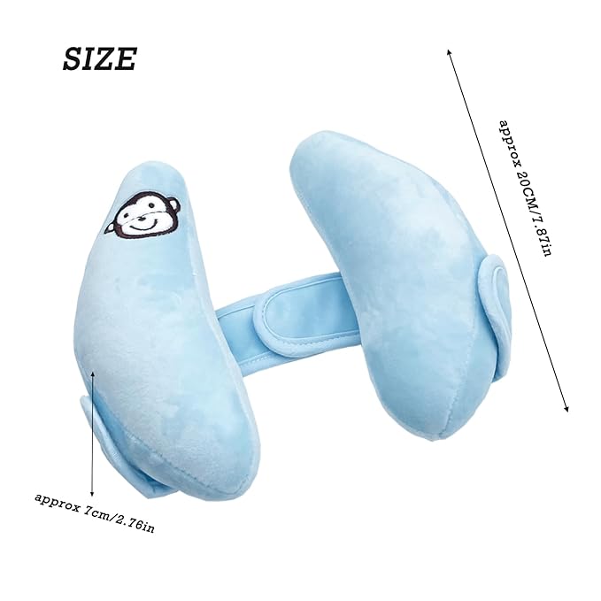 Adjustable Baby Head Neck Support, Portable Toddler Travel Pillow for Car Seat Stroller, Banana Travel Headrest Pillow for Infant, Offers Protection Safety for Kids, Blue