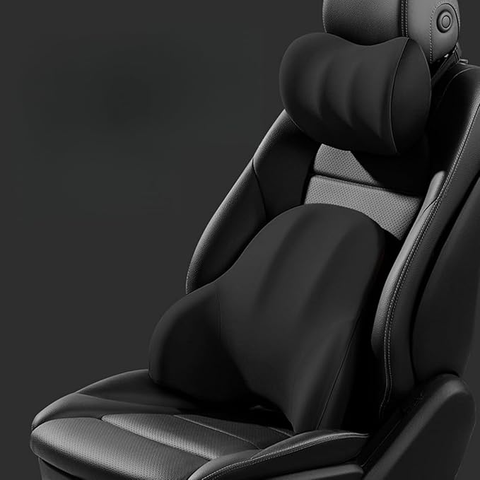 Car Headrest Lumbar Support Cushion for Nissan Pathfinder 2013-2025, Ergonomic Car Seat Headrest Cushion for Neck Back Pain Relief Memory Foam Breathable Removable Cover for Office Chair Car