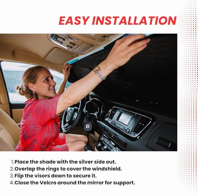 Jeep Windshield Sun Shade | fits Wrangler, Rubicon, Sahara, Gladiator, Sport S, Willys 41, High Altitude - Certified 99% UVA & UVB Lab Tested Interior Protection. Car Window Shades by Kinder Fluff