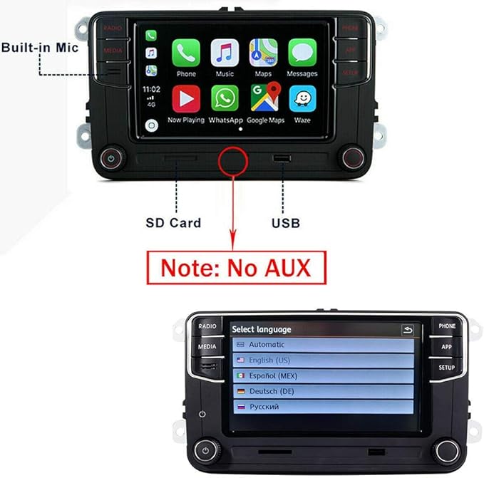 SCUMAXCON Car Stereo Carplay Android Auto MIB2 RCD360 Pro Bluetooth RVC USB 6.5" Touchscreen for VW Jetta Golf Tiguan Passat Caddy EOS Passat Touran CC