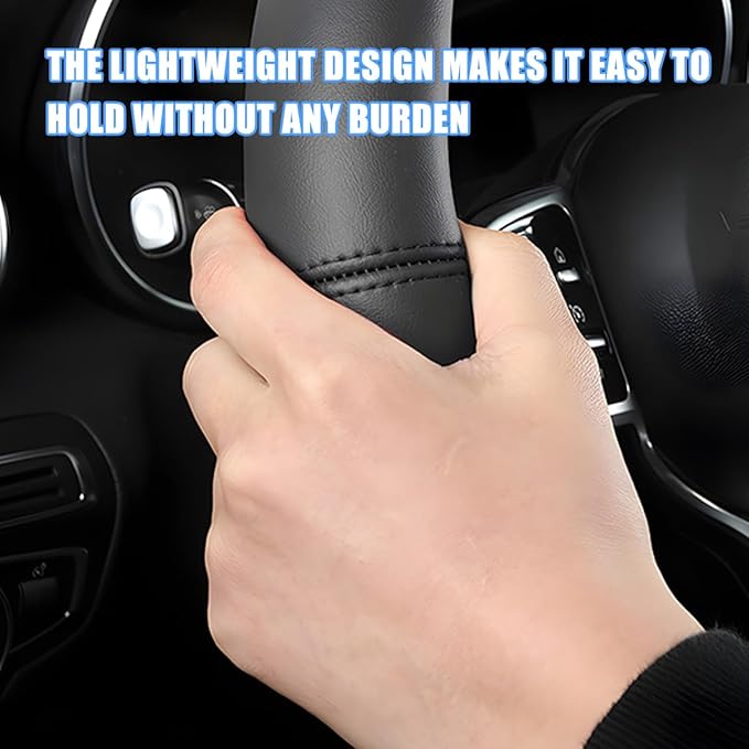 Car Steering Wheel Cover, 15 Inch Leather Anti-Slip Breathable Vehicle Steering Wheel Protector, Automotive Interior Protection Accessories, Universal for SUV Sedan Truck (Black/White)