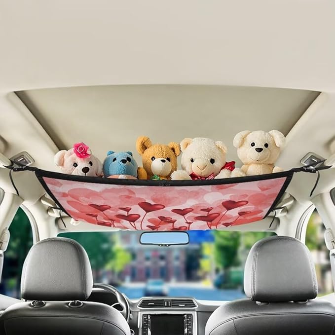 Red Love Balloon Car Seat Organizer Roof Storage Tidy Pouch Pocket Car Travel Accessories Suitable for Cars, SUVs