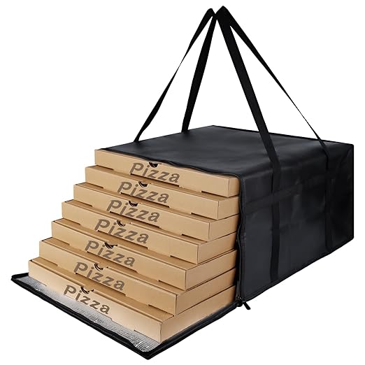 CIVJET Insulated Pizza Delivery Bag for Carry Hot, 20" x 20" x 14" Insulated Food Delivery Bag, Grocery Cooler Bags for Catering/Drivers, Commercial Food Warmers（Black, 1Pk）