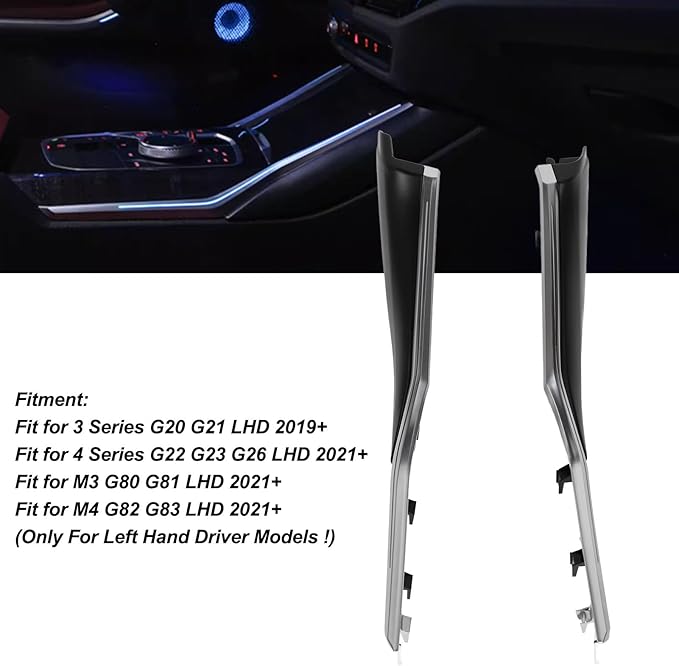 LED Ambient Light Center Console Trim Kit, Carbon Fiber Look Appearance Interior Decor Lighting for Vehicles 3/4 Series G20 G22 G23 G26 & M3 M4 G80 G82 G83 LHD 2019 (Black)