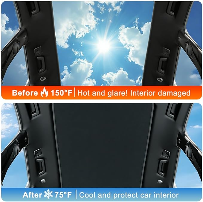 Car Sunroof Compatible with Volvo C40(Not for XC40) 2021-2023, Foldable Glass Roof Sunshade with Storage Bag, Sunshade Roof Heat Insulation Sun Protection Interior