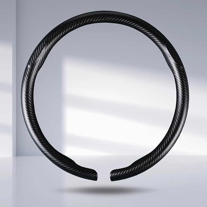 Carbon Fiber Steering Wheel Cover, Thin Steering Wheel Cover Protector Universal Car Steering Wheel Accessories, Matte Black