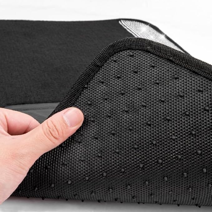 CAR PASS 3 Row Bling Diamond Car Mats Shining Carpet Rhinestones Sparkly Glitter Floor Mats Anti-Slip PVC Heel Pad Universal for Automotive SUV,Sedan,Van, 3rd Row 2 Rear for Girl Women, Black Silver
