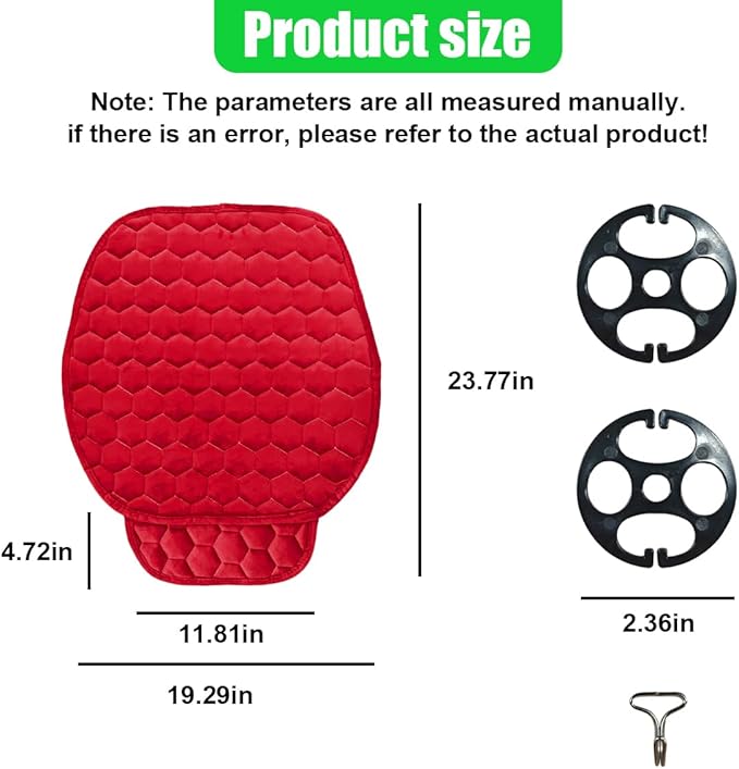 Car Seat Cover, Soft Plush Auto Bottom Seat Covers, Anti Slip Vehicle Front Seat Cushion Protector, Comfortable Car Interior Seats Pad Mat Accessories for Sedan, SUV, Truck (Red)