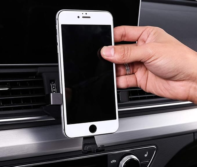 iJDMTOY Smartphone Gravity Holder w/Exact Fit Clip-On Dash Mount Compatible with 2017-up Audi A4 A5 (Won't Occupy Air Vent Opening)