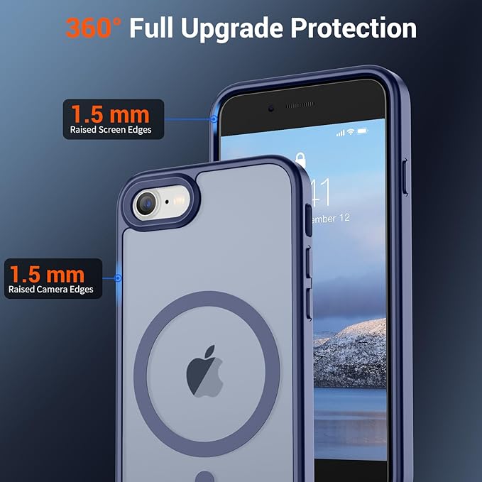 SUPFINE Magnetic for iPhone SE Case 2022 (3rd)/2020 (2nd), iPhone 8 Case (Compatible with MagSafe) (Military Grade Drop Protection) Slim Translucent Matte Phone Case,Lavender Gray