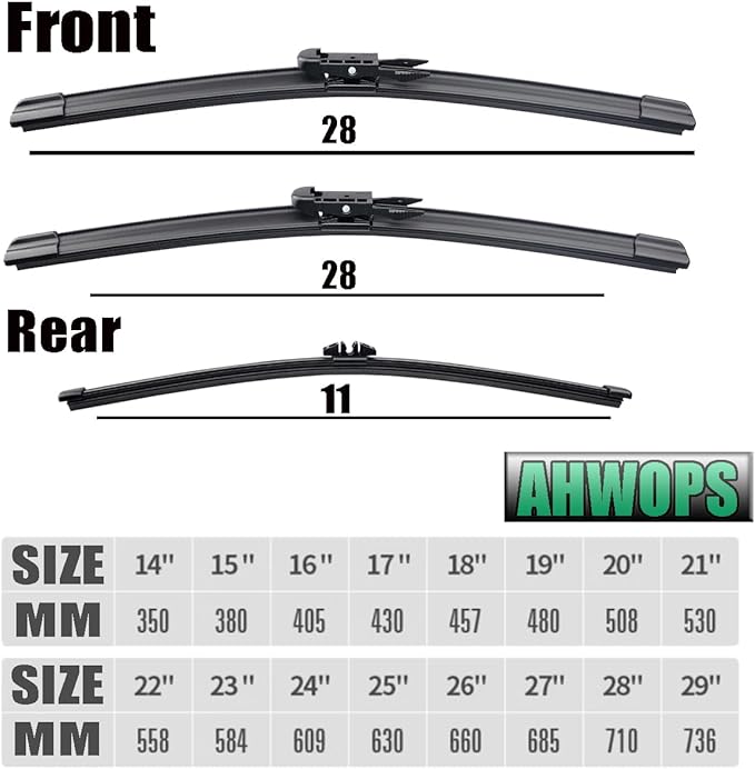 3 Wiper Front and Rear Wiper Blades for Ford Escape 2013-2019/Fusion 2013-2017, OE Original Style (28″/28″ Front/11″ Rear) For My Car