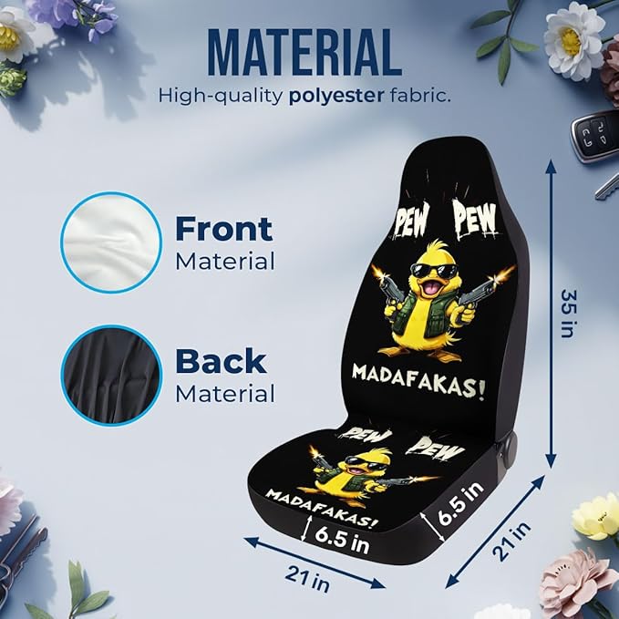 GENANY Funny Duck Car Seat Covers Set of 2, Breathable Front Seat Covers for Truck Sedan SUV, Funny Car Accessories, Duck Gift for Women Men