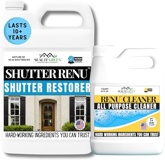 Premium Restorer - Restores Original Color & Rejuvenates Faded Shutters, Patio Furniture, Doors & More | Eco-Friendly |Lasts 10 Yrs.| Includes Powerful Cleaner | Half Gallon Kit